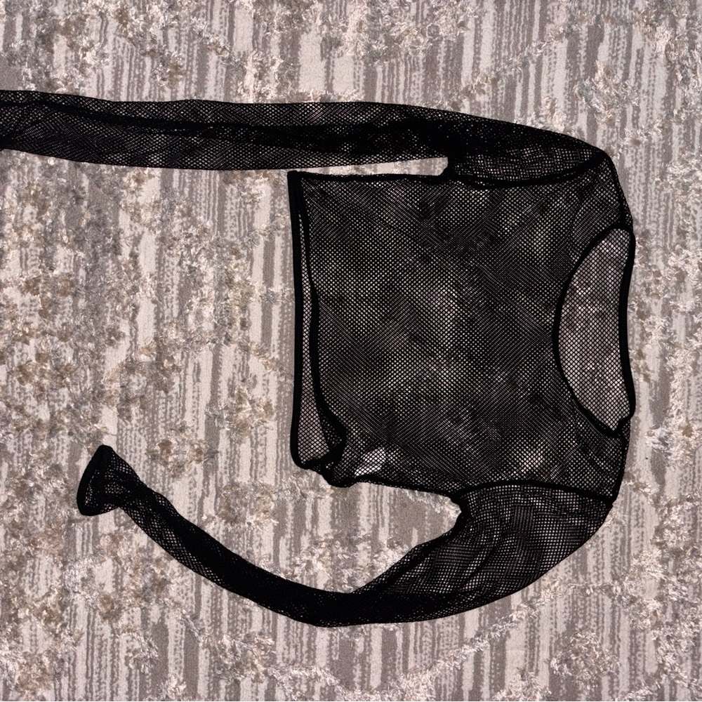 Black Mesh Long Sleeve Top